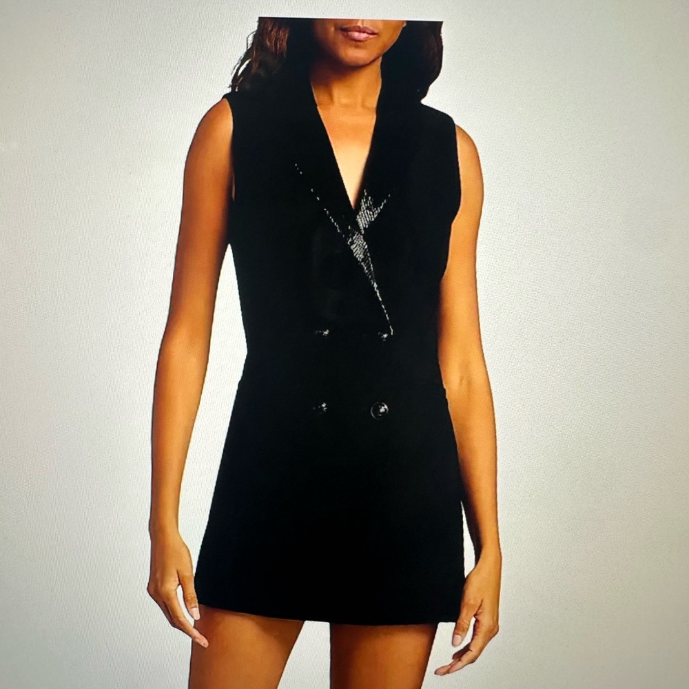 Alice + Olivia Black Carlena Sequined Blazer Minidress
